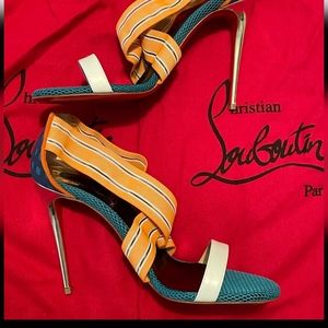 Louboutin Elastagram 100 calf lux/tech heel sandals